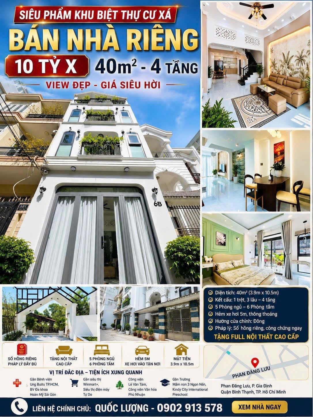 Cần bán gấp bán nhanh nhà đất 40 m2, hướng Đông tại Phố Phan Đăng Lưu - Bình Thạnh, giá 10,7 tỷ