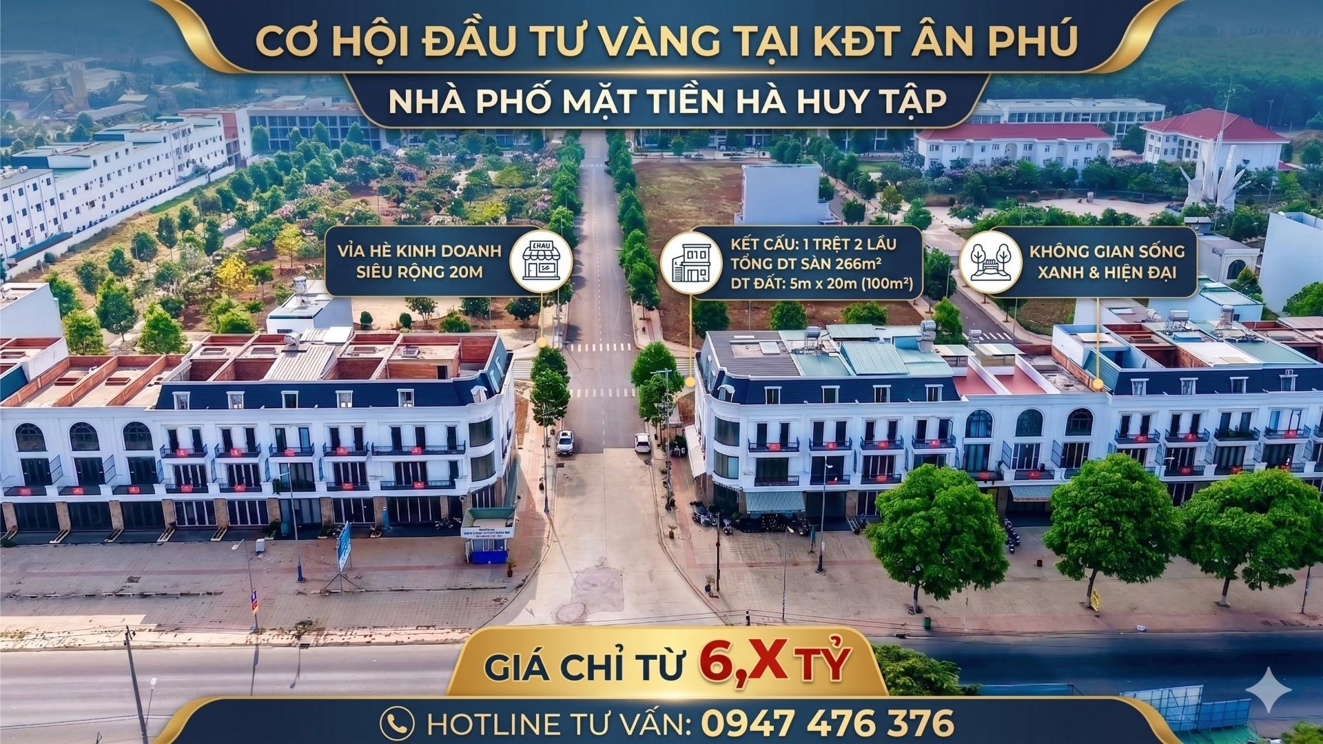 Cần bán shophouses 266 m2, giá rẻ tại Đường Hà Huy Tập - Tân An - Buôn Ma Thuột - Đắk Lắk