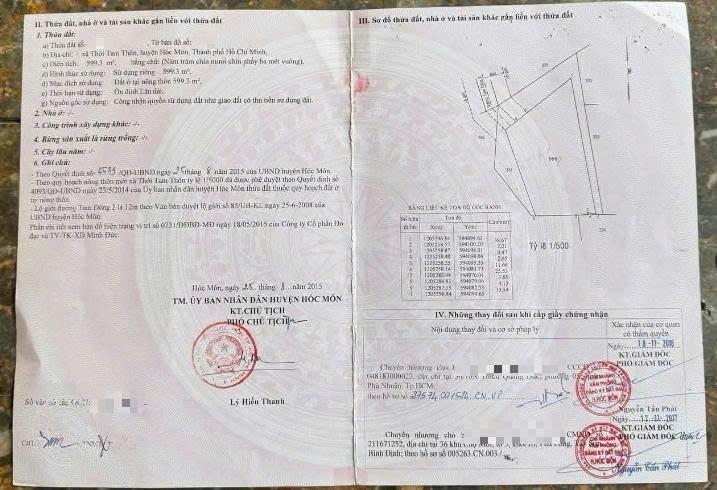 Cần bán lô đất 599 m2 tại Thới Tam Thôn - Hóc Môn - TP Hồ Chí Minh, giá 26,95 tỷ