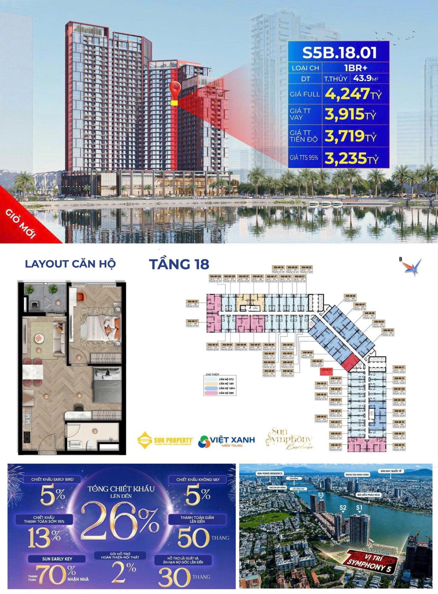 Bán chung cư 44 m2, giá 3,24 tỷ tại Đường Trần Hưng Đạo - Nại Hiên Đông - Sơn Trà - Đà Nẵng