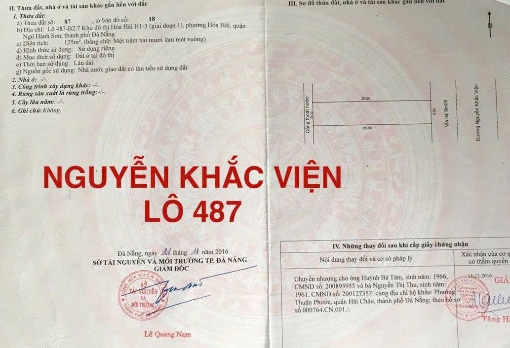 Cần bán gấp bán nhanh đất dự án 125 m2 tại Quận Ngũ Hành Sơn - Đà Nẵng, giá 13,5 tỷ