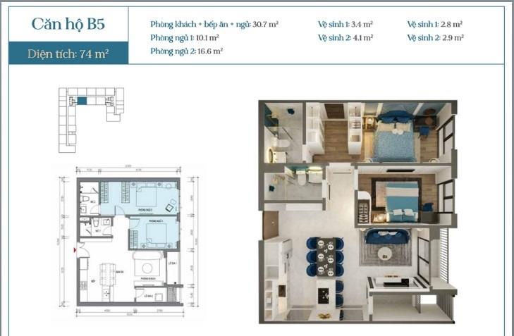 Sở hữu nhà chung cư 74 m2, giá 3,4 tỷ tại Đường Võ Nguyên Giáp - Kênh Dương - Lê Chân - Hải Phòng