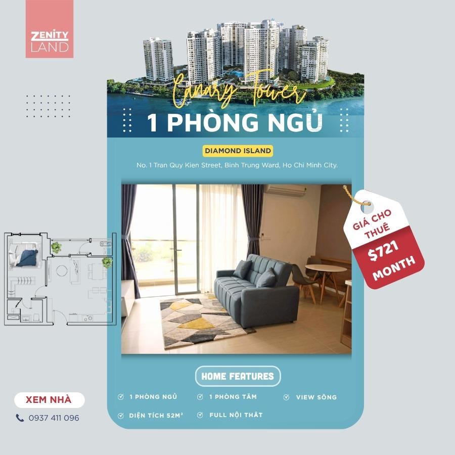 Cần cho thuê nhà chung cư 52 m2 tại Đường 3 - Quận 2 - TP Hồ Chí Minh, giá 19 triệu/tháng