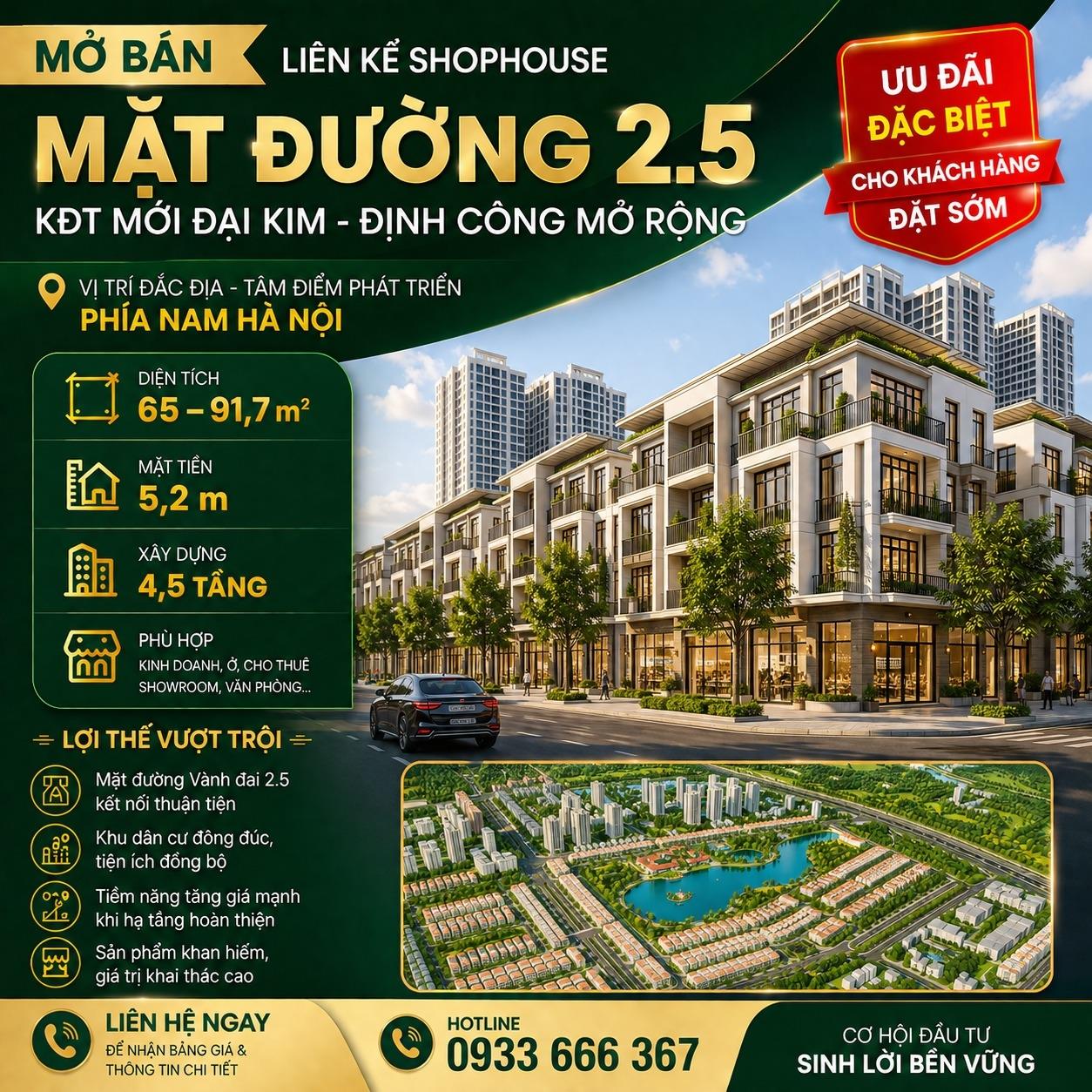 Chuyển nhượng liền kề, biệt thự 65 m2, giá 100 triệu tại Đường Vành Đai 2,5 - Hoàng Mai - Hà Nội