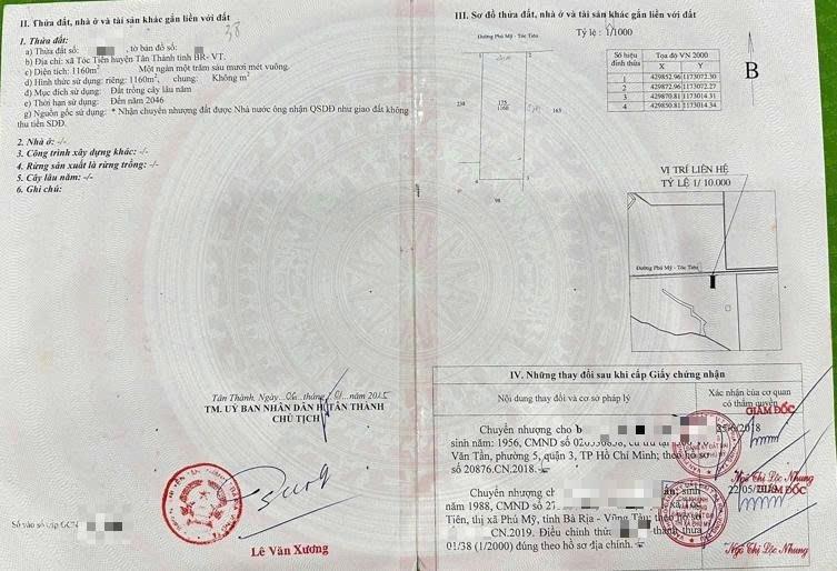 Cần bán nhanh đất 1160 m2 tại Châu Pha - Phú Mỹ - Bà Rịa Vũng Tàu, giá 18,6 tỷ
