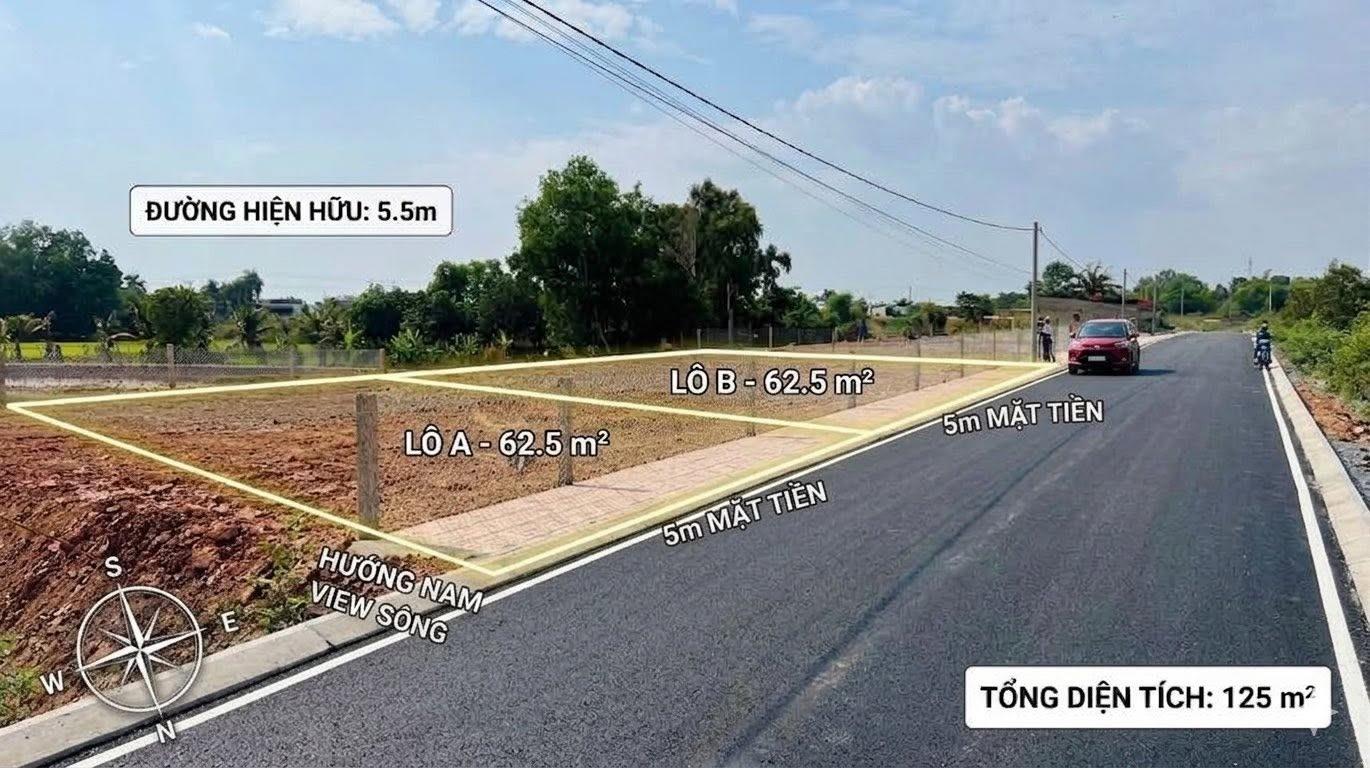 Bán nhanh miếng đất 125 m2, hướng Tây tại Xã Bình Hiệp - Kiến Tường - Long An, giá 6 tr