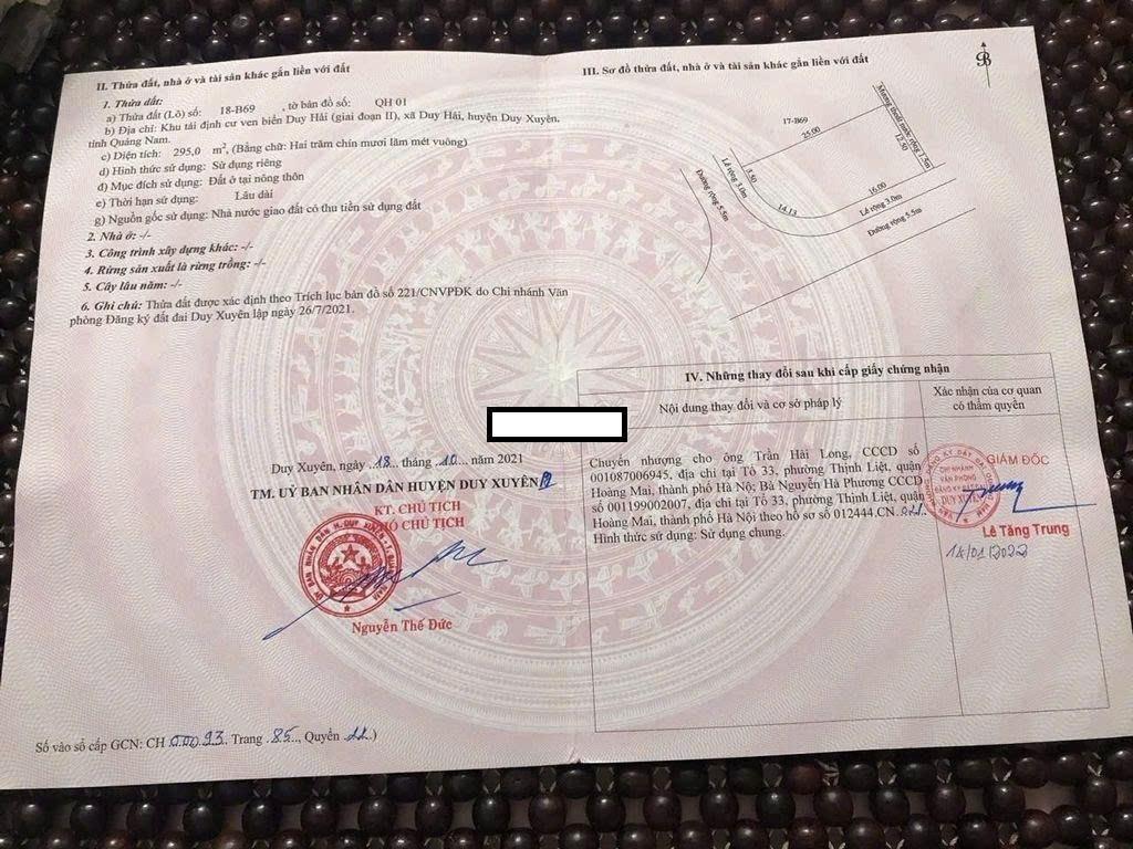 Cần bán ngay miếng đất 295 m2, hướng Nam tại Xã Duy Hải - Duy Xuyên - Quảng Nam, giá 6,8 tỷ