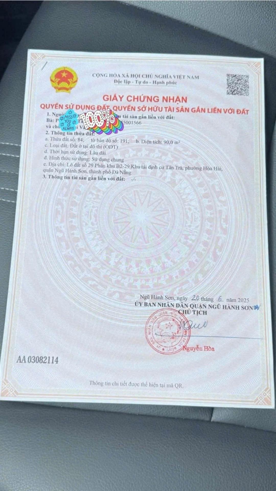 Cần bán ngay nền đất 100 m2, hướng Nam tại Hòa Hải - Ngũ Hành Sơn - Đà Nẵng, giá 4,35 tỷ