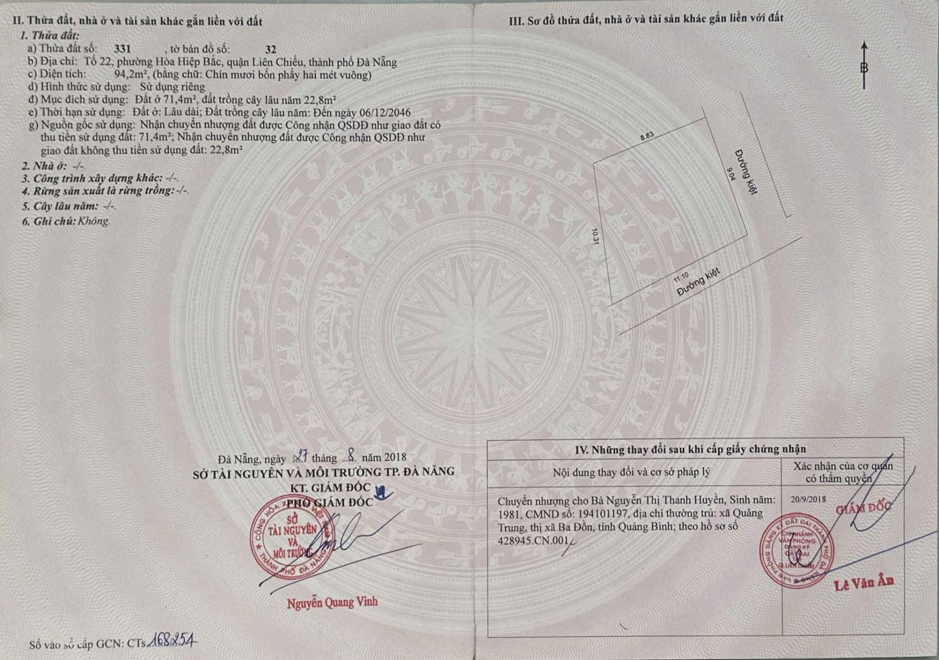 Cần bán ngay miếng đất 94 m2 tại Hòa Hiệp Bắc - Liên Chiểu - Đà Nẵng, giá 1,65 tỷ