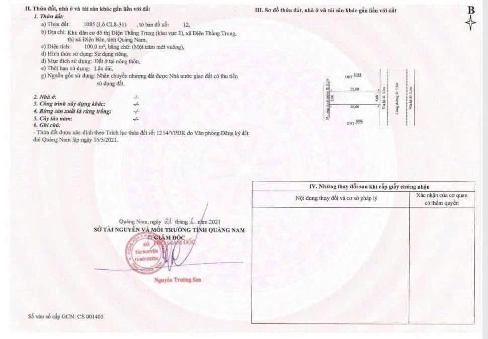 Cần bán gấp bán nhanh lô đất sổ riêng 5 m2, hướng Đông tại Điện Bàn - Quảng Nam, giá 2,25 tỷ