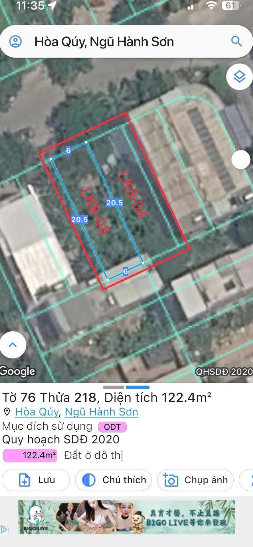 Sở hữu ngay mảnh đất 122 m2 tại Phường Hòa Quý - Ngũ Hành Sơn - Đà Nẵng, giá 5,3 tỷ