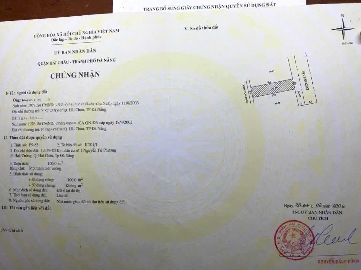 Sở hữu ngay nền đất 100 m2, hướng Đông tại Hòa Cường Bắc - Hải Châu - Đà Nẵng, giá 10 tỷ