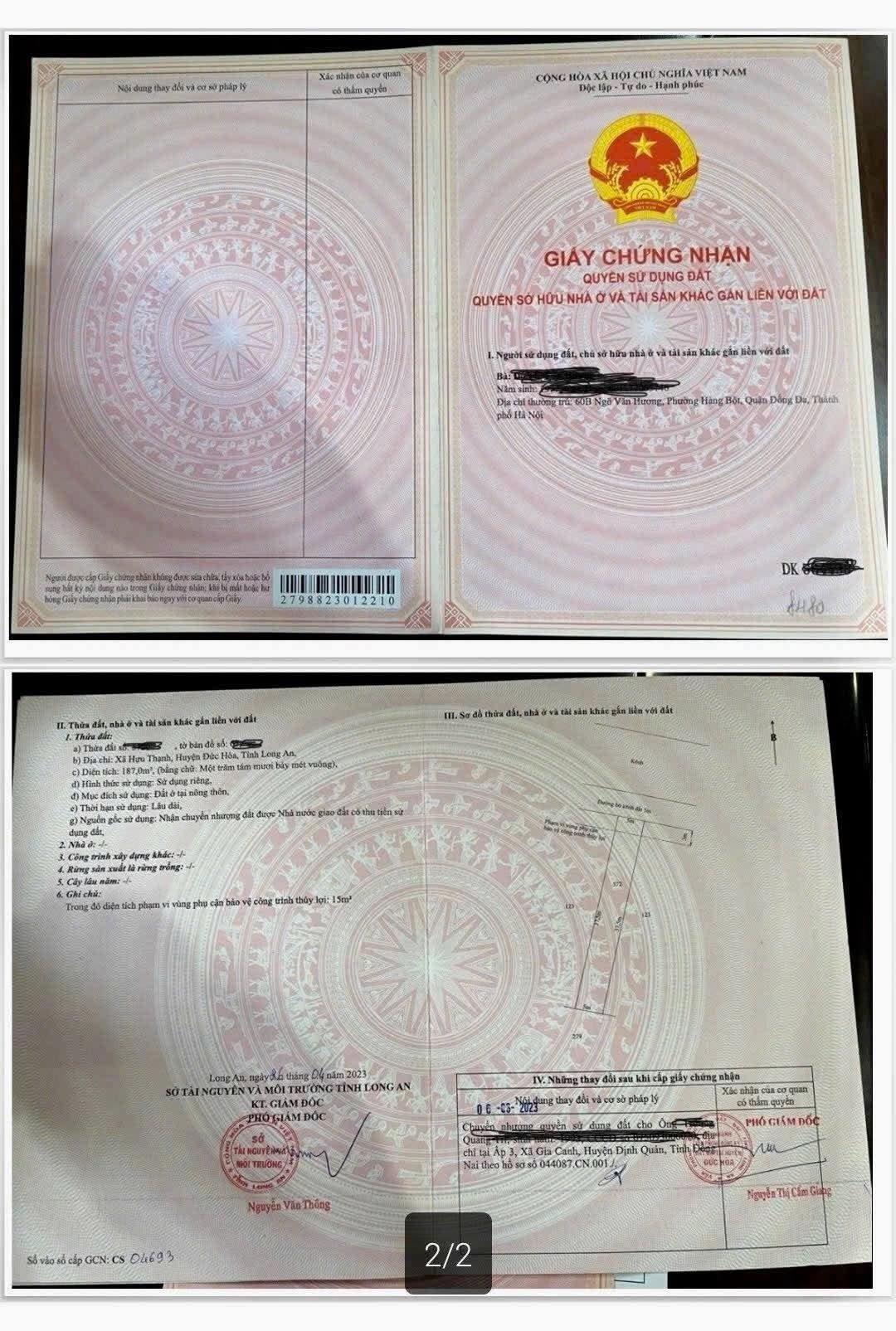 Sở hữu lô đất sổ riêng 187 m2, hướng Đông-Bắc tại Hựu Thạnh - Đức Hòa - Long An, giá 4,89 tỷ