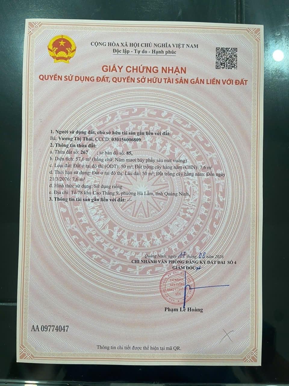 Sở hữu ngay lô đất nền 58 m2, hướng Tây-Nam tại Hà Lầm - Hạ Long - Quảng Ninh, giá 0,001 tr