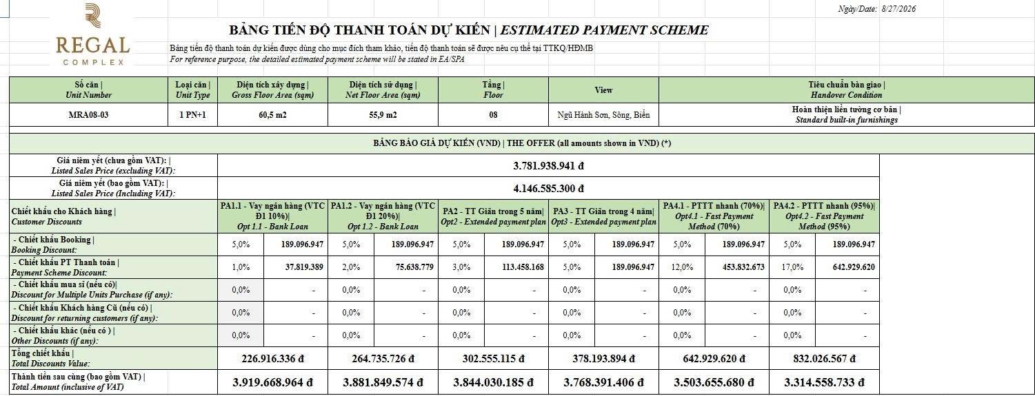 Sở hữu ngay chung cư 55,900001525878906 m2, giá 3,2 tỷ tại Ngũ Hành Sơn - Đà Nẵng