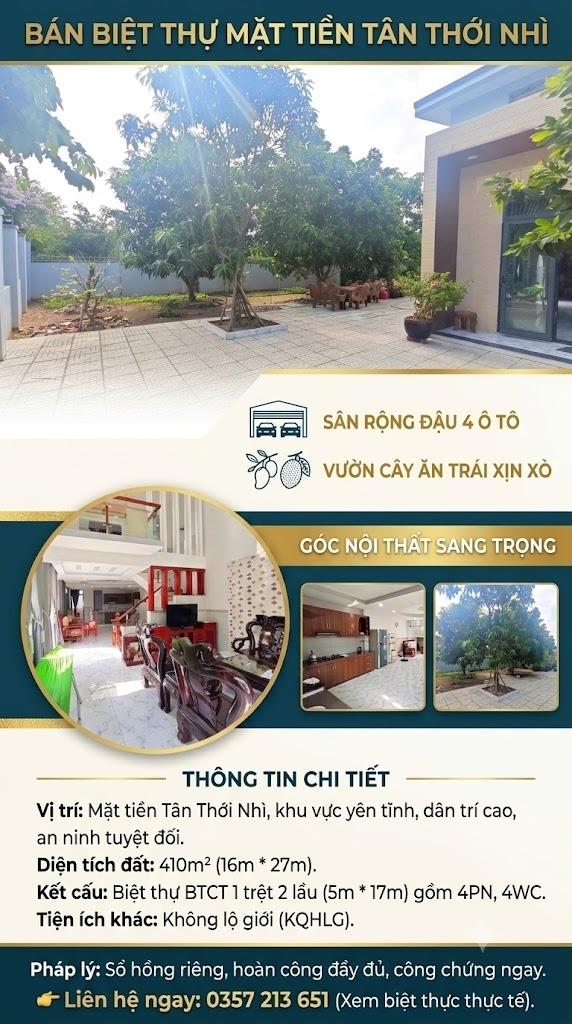 Chuyển nhượng nhà biệt thự liền lề 410 m2, giá 17,9 tỷ tại Hóc Môn - TP Hồ Chí Minh