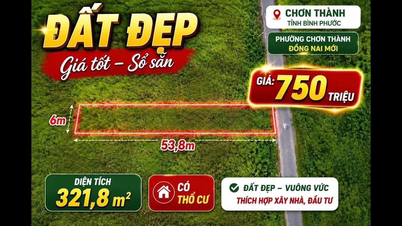 Bán nhanh miếng đất 3218 m2 tại Xã Minh Thành - Chơn Thành - Bình Phước, giá 750 tr