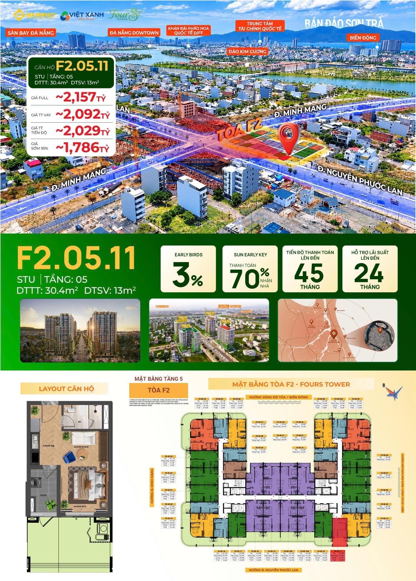 Cần bán chung cư 43,400001525878906 m2, giá 1,79 tỷ tại Đường Minh Mạng - Ngũ Hành Sơn - Đà Nẵng