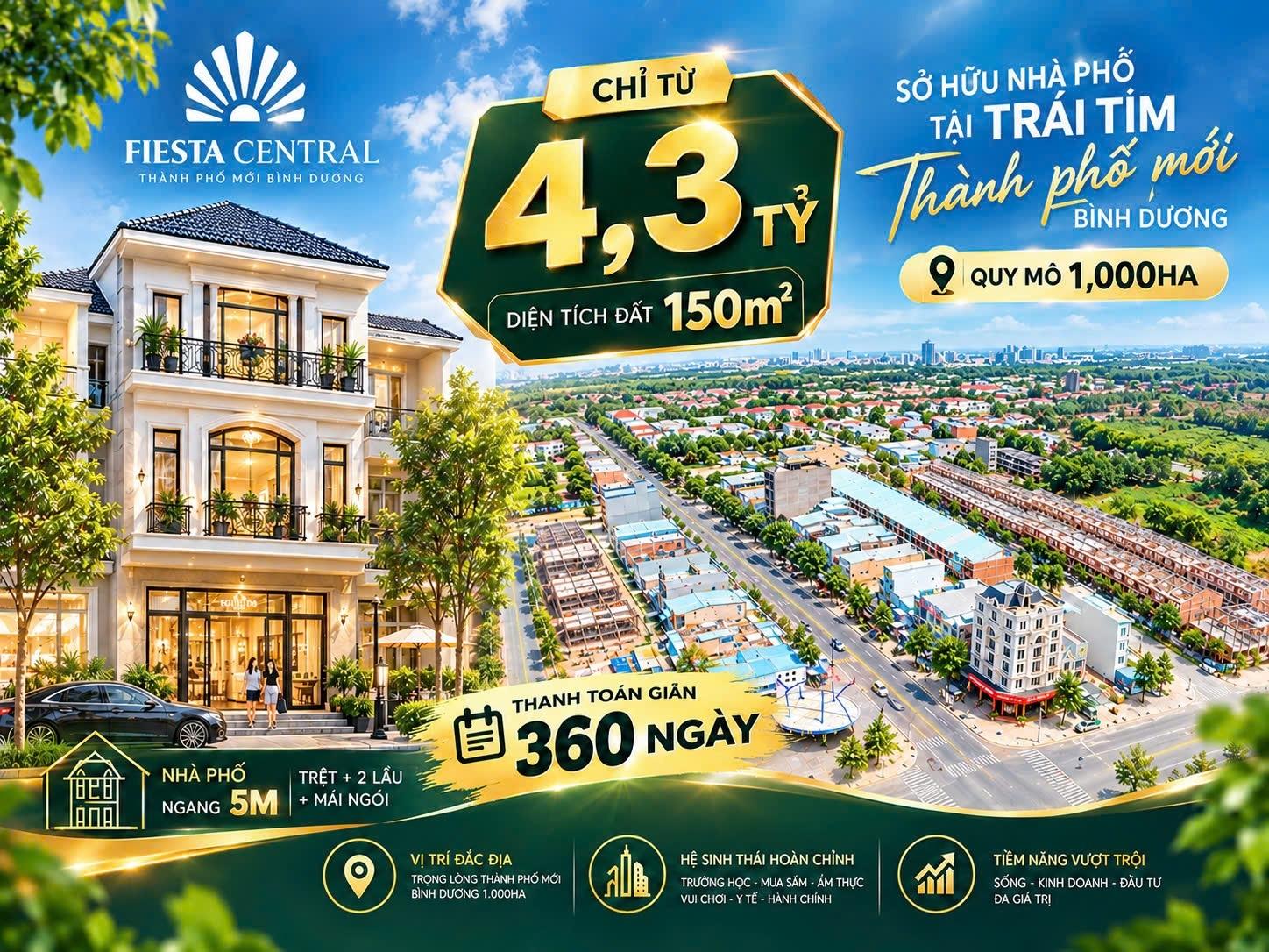 Sở hữu shophouse 150 m2, giá 4,3 tỷ tại Đường Lê Lợi - Hòa Phú - Thủ Dầu Một - Bình Dương